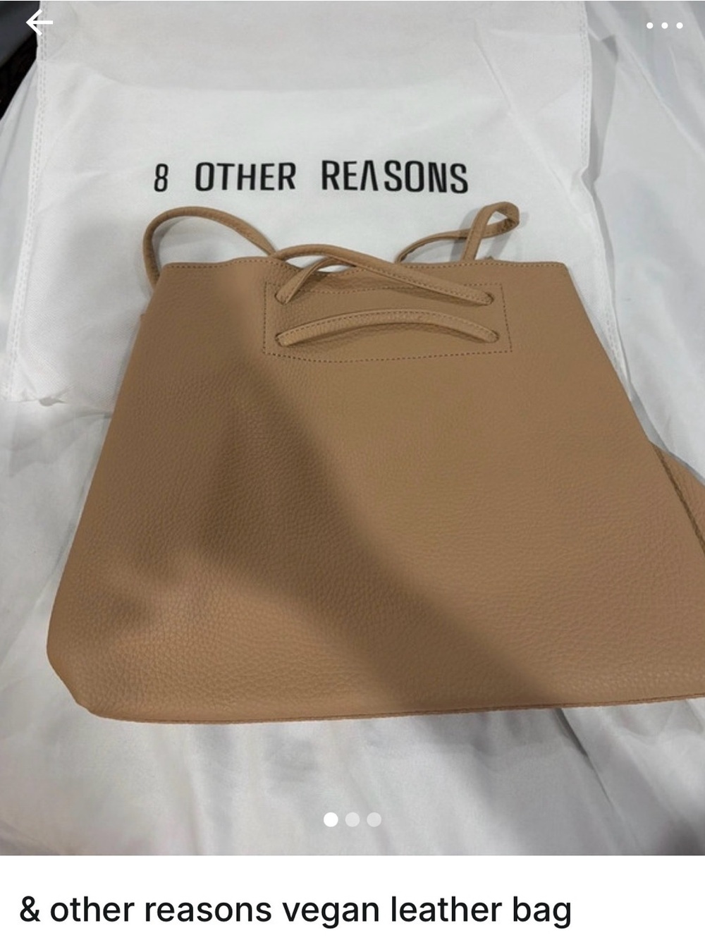 8 Other Reasons Tan Vegan Leather Tote with Double Top Handles